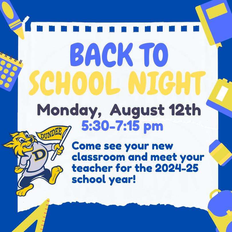 Back to school night is Monday, August 12 from 5:30-7:15 pm